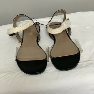 F21 Sandal Size 6 NWT Black,Clear,White